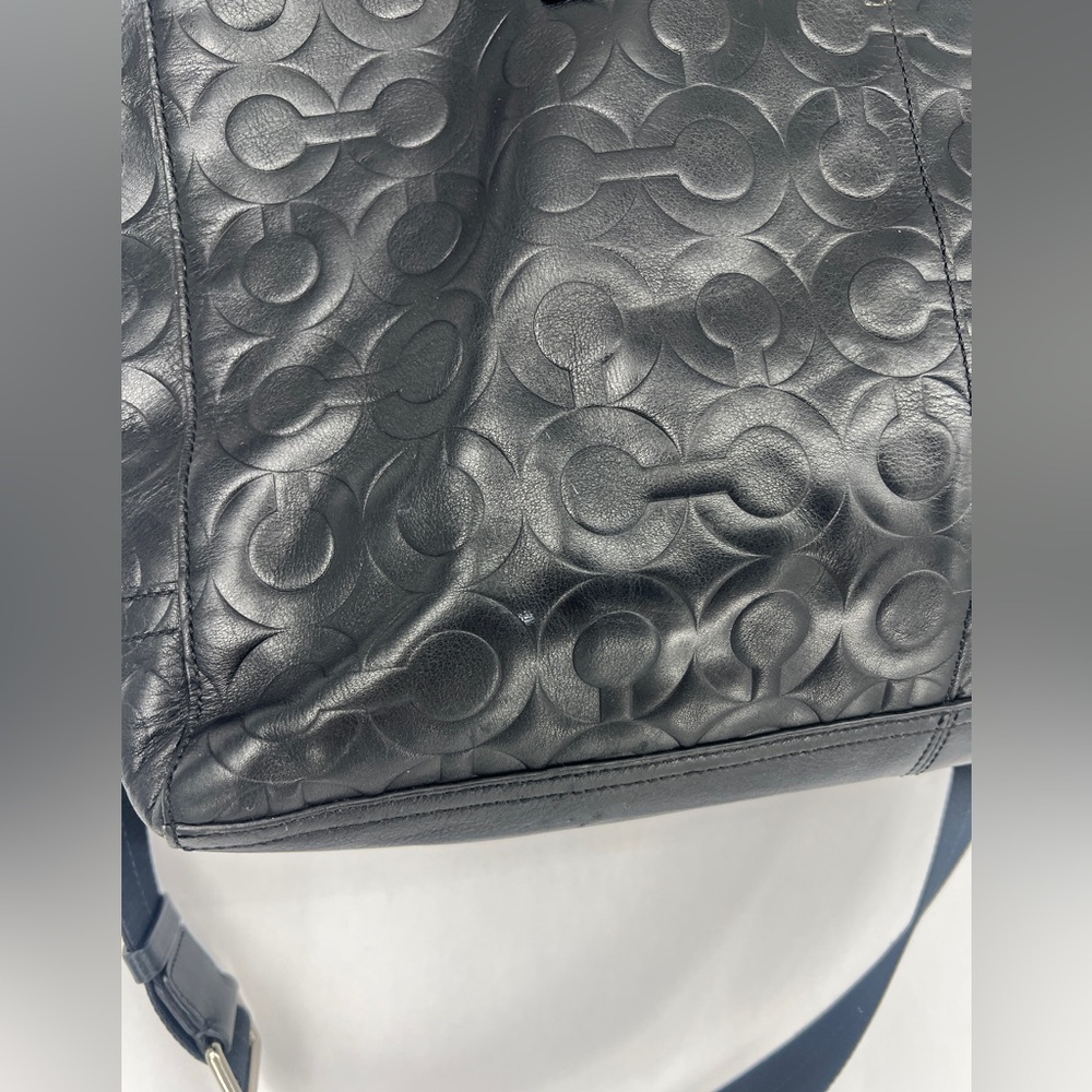 COACH Coach Op Art Leather Business Tote Bag Black Men's - Picture 6 of 14